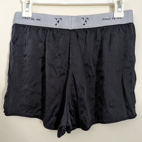 Fleur Du Mal Unisex Washable Silk Boxers in Black, Size Medium - Picture 9 of 11